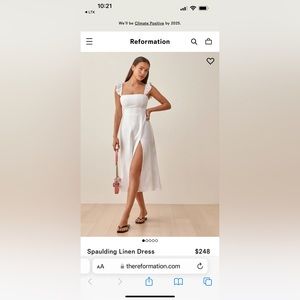 White reformation Spaulding linen dress size small